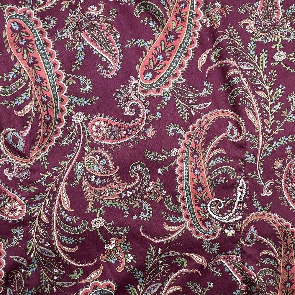 Chaps No Iron Shirt Plus 2X Burgundy Paisley Print Button Down Long Sleeve - Picture 12 of 12